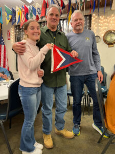 Paul Kerrigan and daughter Fallon with 2022 Commodore Jerry McNulty 11.3.22